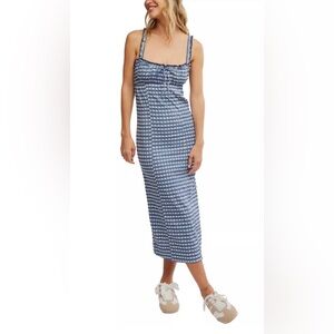 Free People Lucinda Midi Dress in Indigo Combo